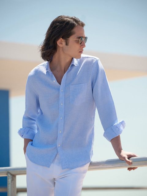 Sky blue linen shirt